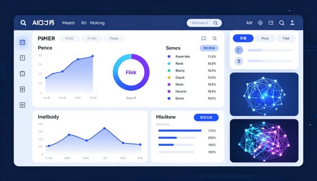 AI-powered healthcare dashboard showing predictive analytics and intelligent automation features