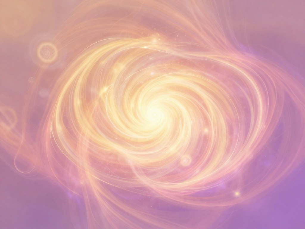 Abstract representation of feminine energy with flowing golden and pink light waves symbolizing transformation Abstract representation of feminine energy with flowing golden and pink light waves symbolizing transformation
