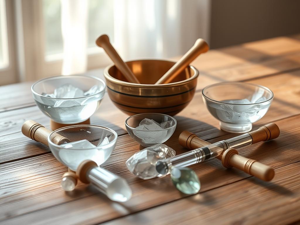 Crystal singing bowls and sound healing instruments for energy work Crystal singing bowls and sound healing instruments for energy work