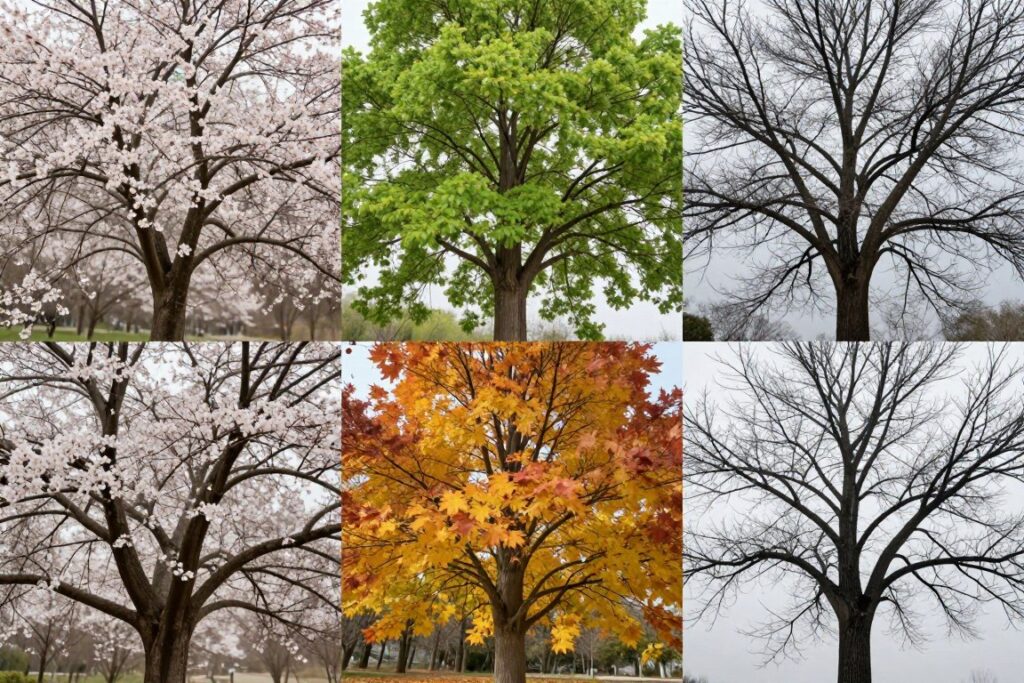 Four seasons depicted showing natural cycles and connection to emotional clearing
