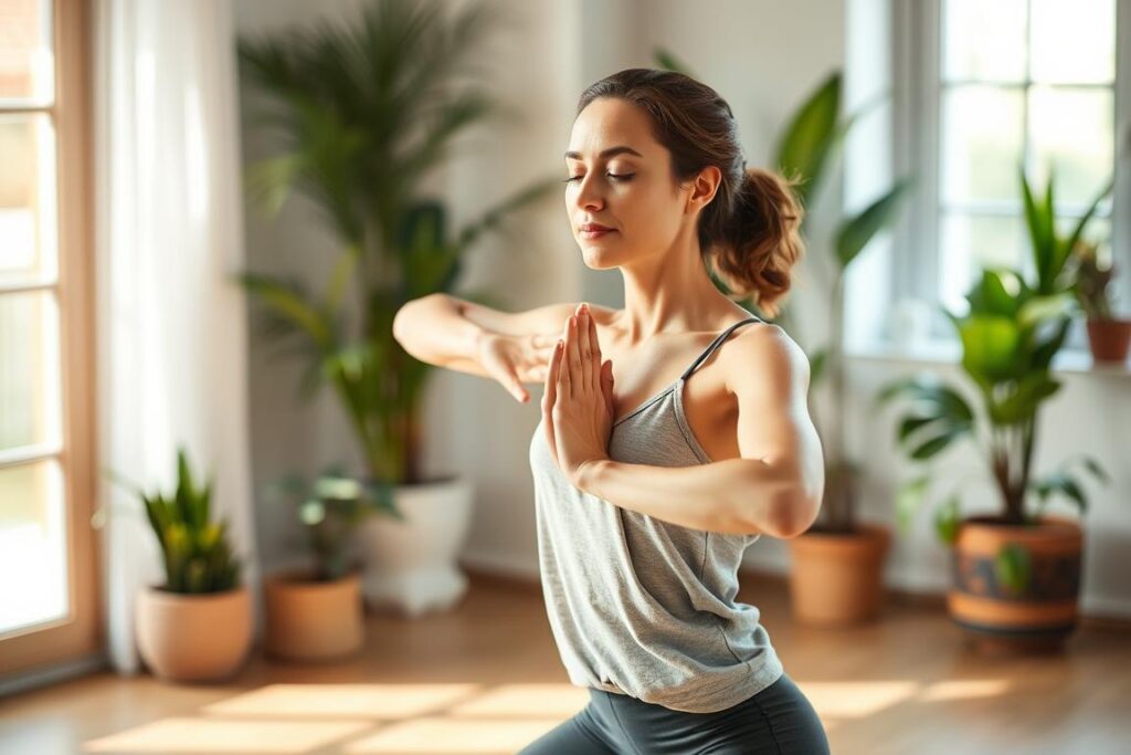 Gentle yoga practice connecting body and energy centers Gentle yoga practice connecting body and energy centers