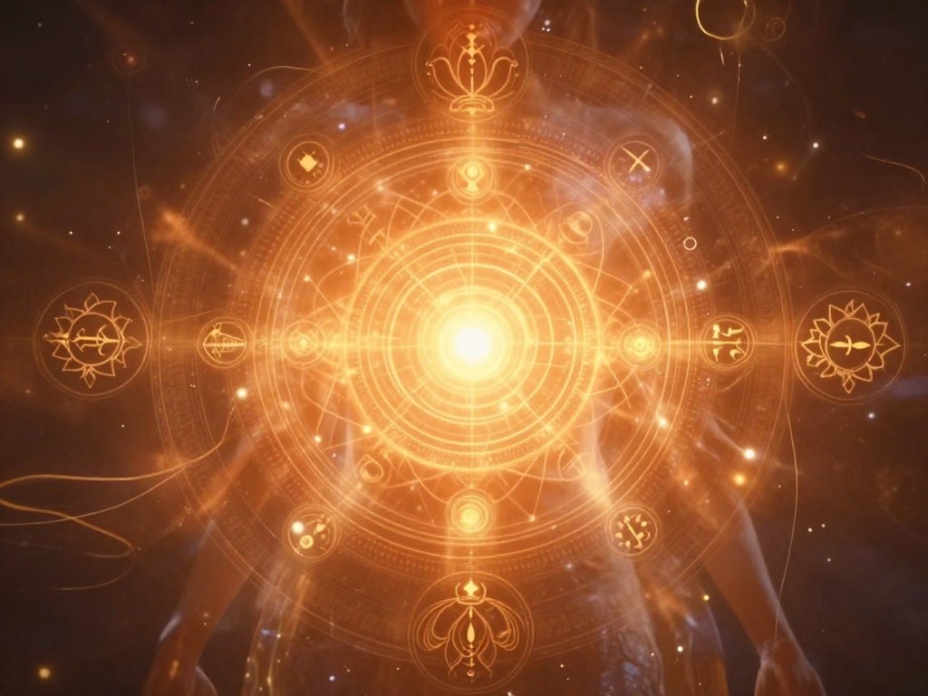 Glowing energy center representing the sacred womb space with divine feminine symbolism Glowing energy center representing the sacred womb space with divine feminine symbolism