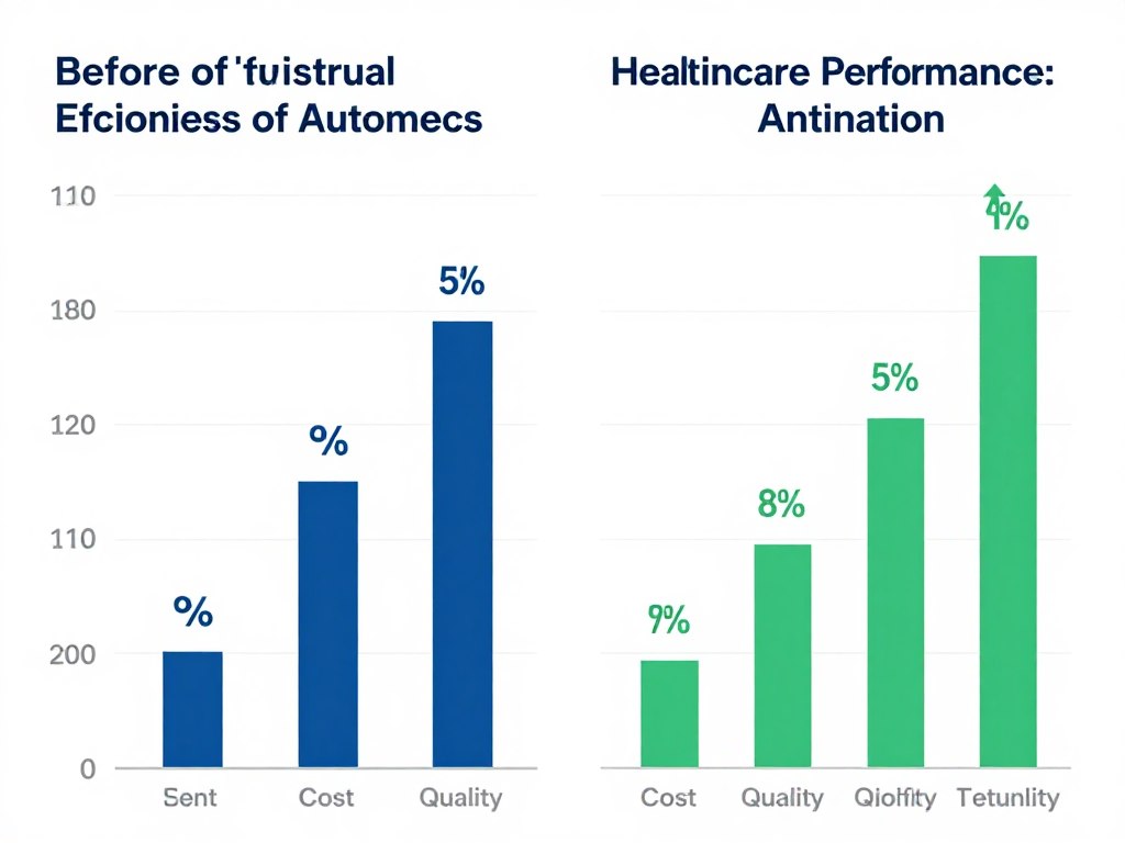 Healthcare metrics comparison chart showing before and after automation implementation results