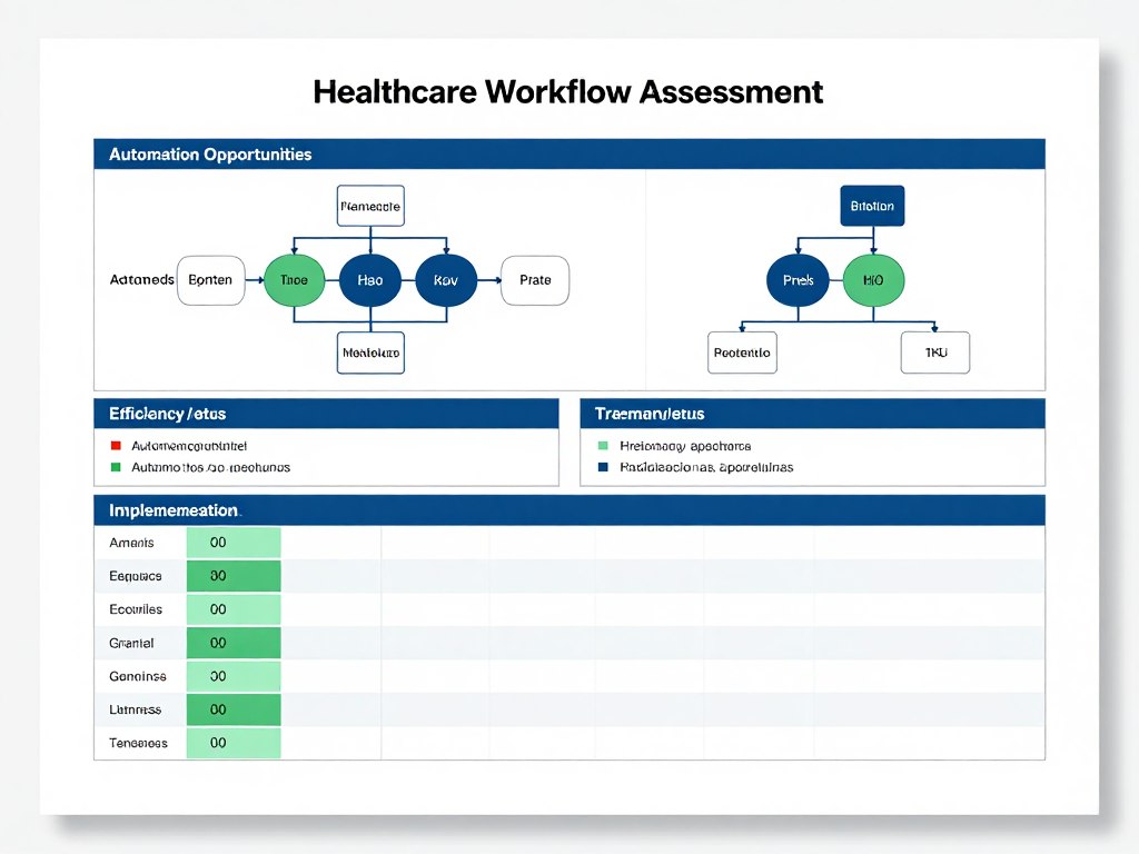 Healthcare workflow assessment checklist showing process mapping and automation opportunity identification