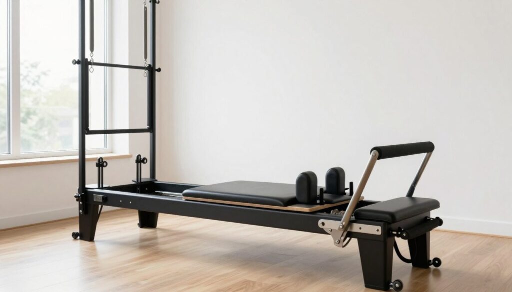 Home Pilates reformer in dedicated studio space Home Pilates reformer in dedicated studio space