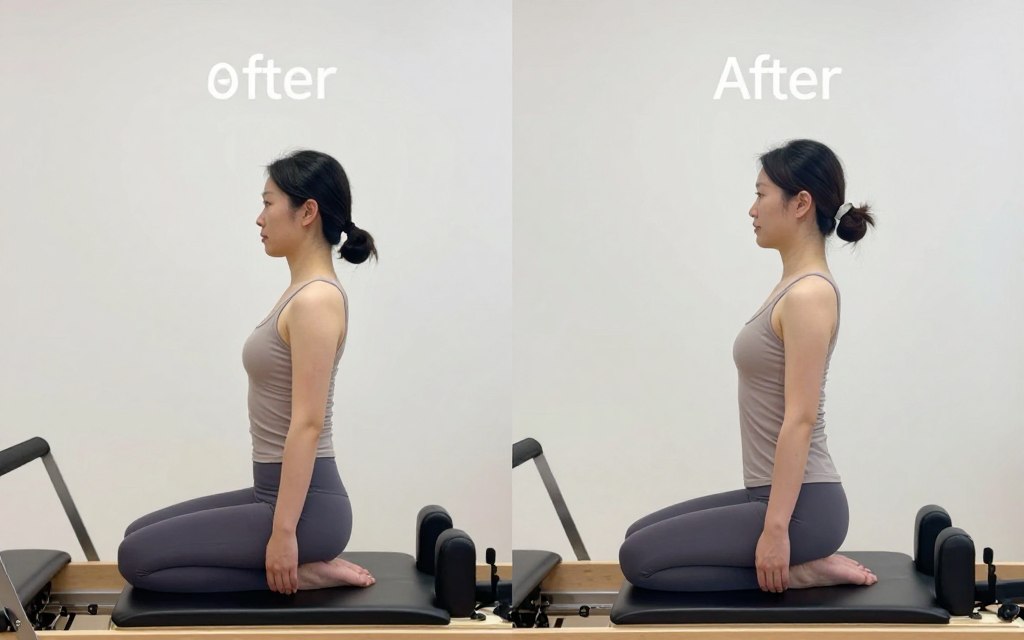 Person demonstrating improved posture in daily life Person demonstrating improved posture in daily life
