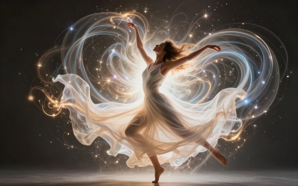 Person releasing emotions through movement showing energy flowing freely from body representing emotional liberation