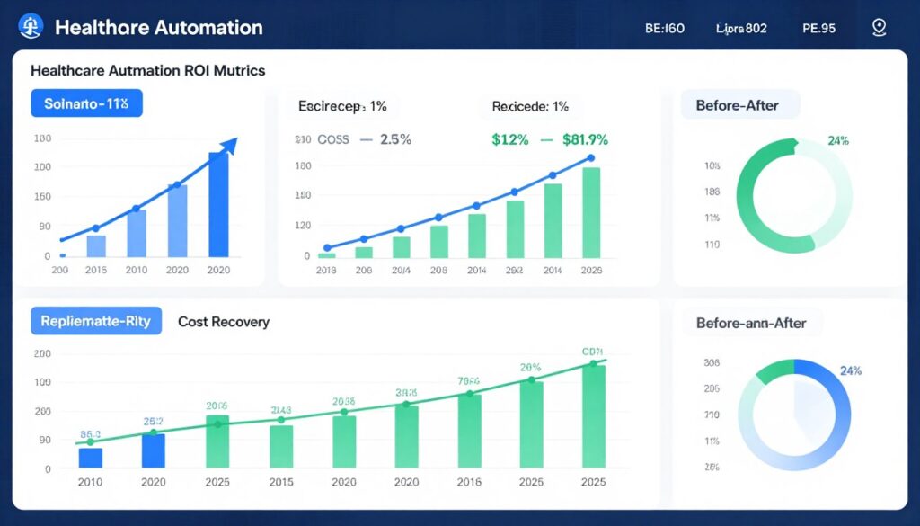 ROI analysis dashboard showing financial returns from healthcare automation implementation