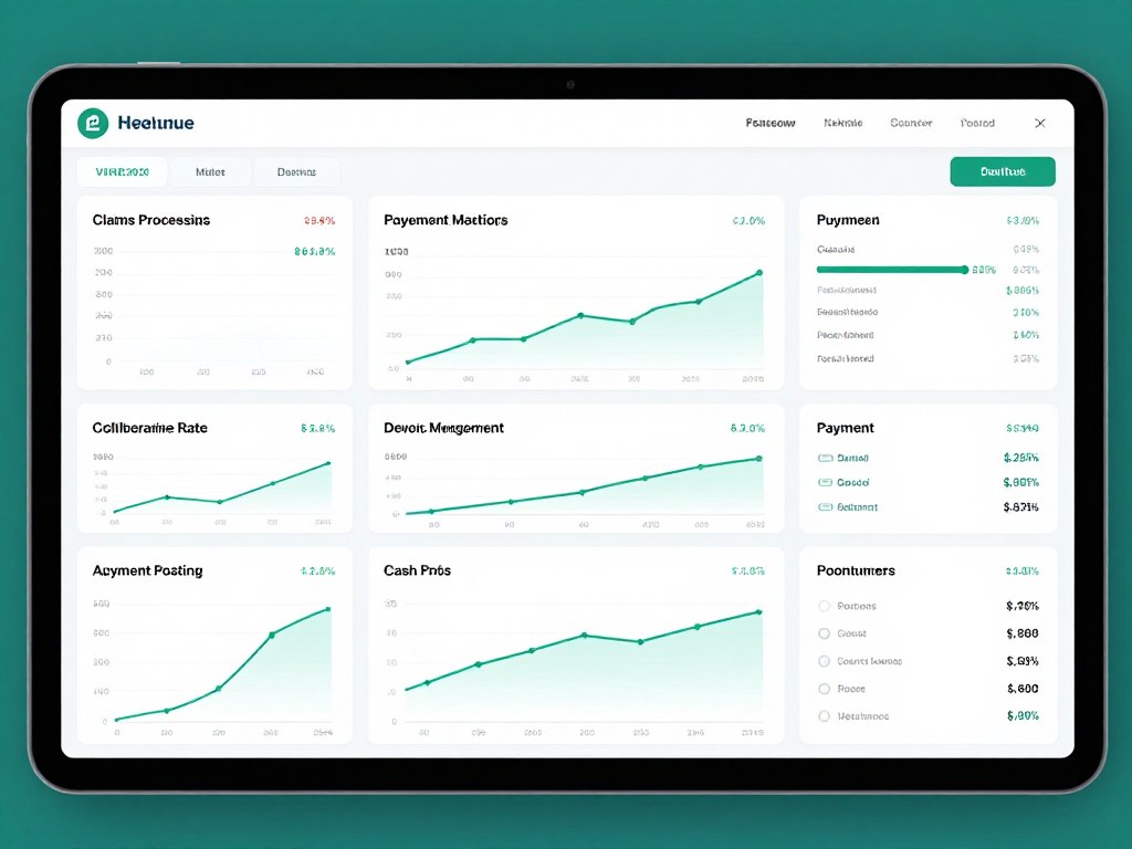 Revenue cycle dashboard showing automated billing processes and improved collection metrics