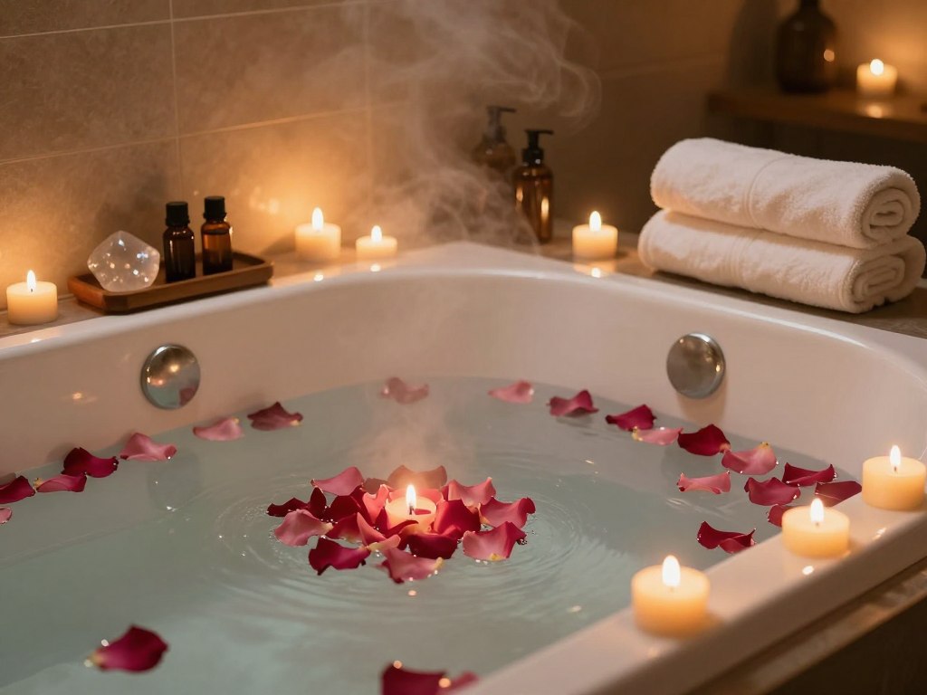 Sacred bath ritual preparation for womb healing ceremony