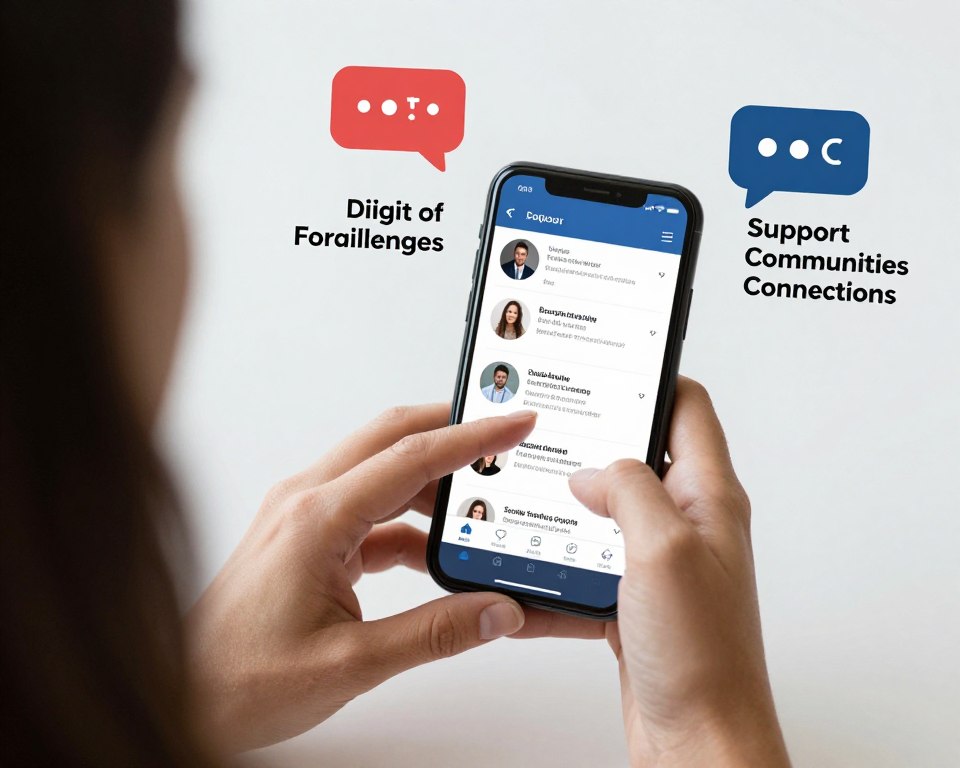 Social media interface with person navigating digital boundaries and forgiveness in online spaces