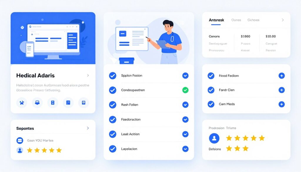 Technology vendor comparison showing different automated health systems options and features