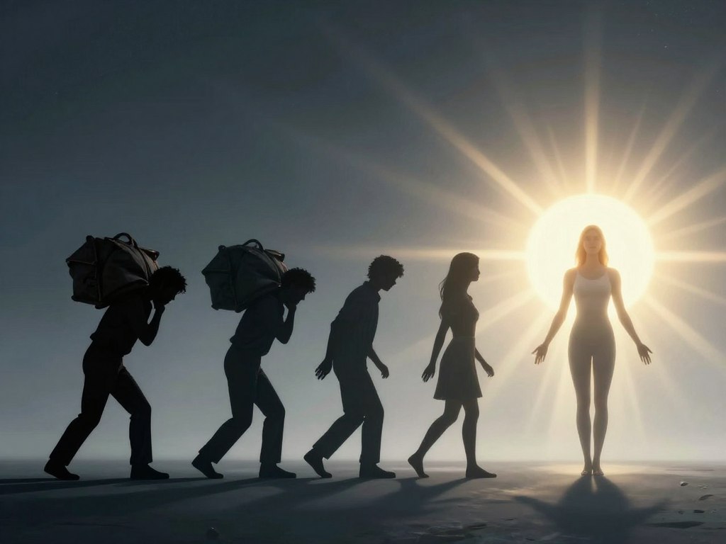 Transformation journey showing evolution from wounded to whole through forgiveness