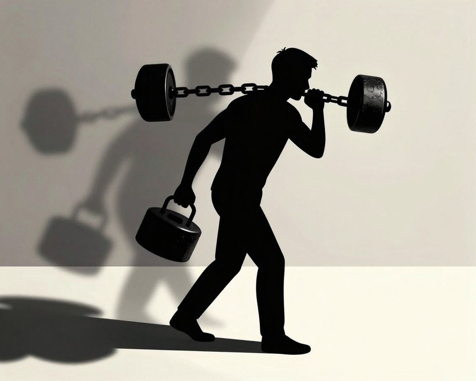 Visual representation of emotional burden showing a figure carrying heavy chains symbolizing resentment and unforgiveness