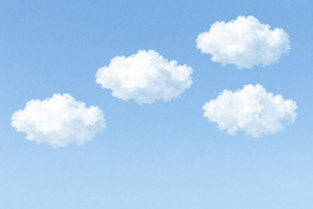 Visual representation of thoughts passing like clouds