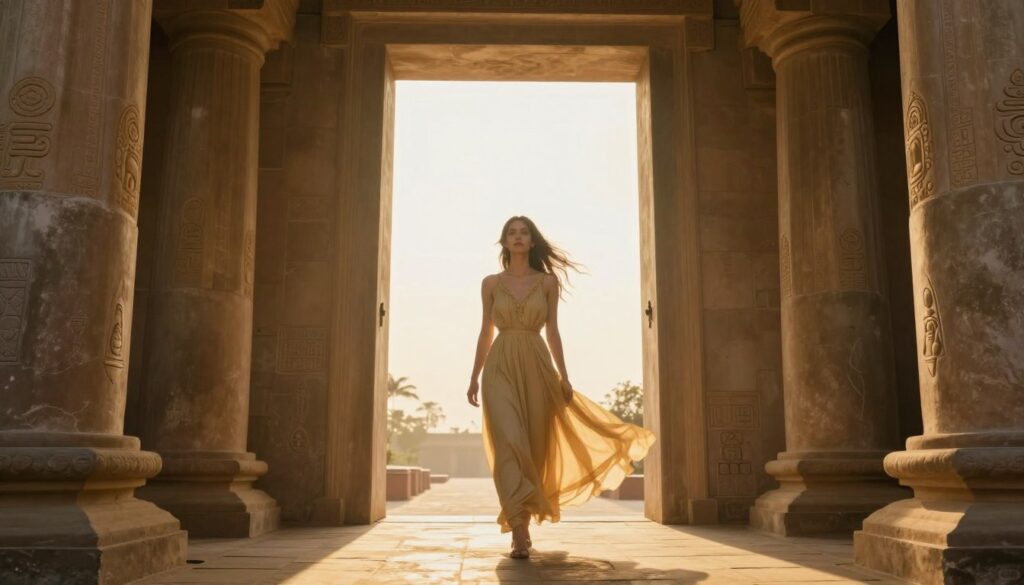 Woman standing at threshold of sacred feminine journey