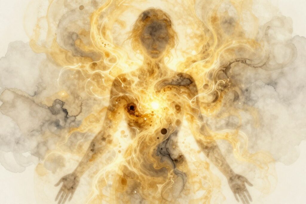 abstract representation of emotional healing and stored trauma in the body