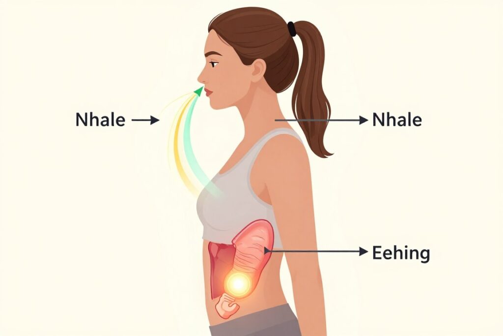 diagram showing womb breathing technique with energy flow visualization