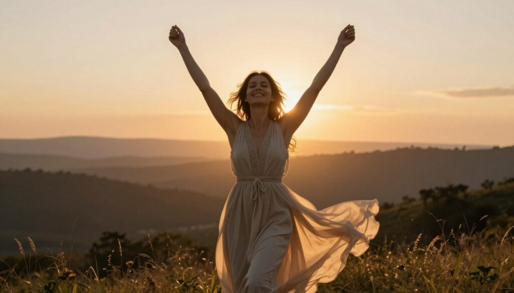 empowered woman celebrating her womb healing transformation journey