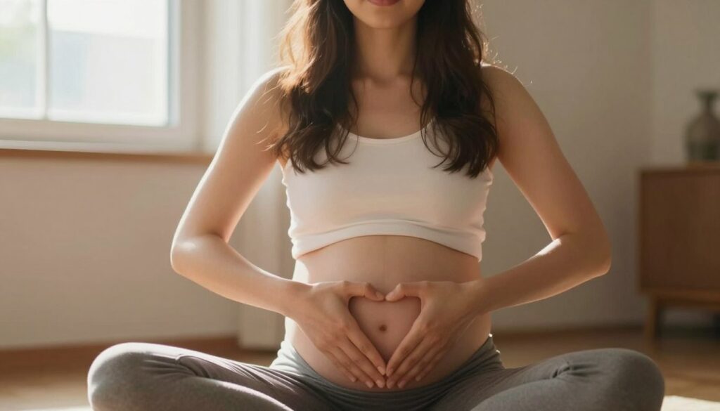 hopeful woman preparing womb space for conception through healing practice