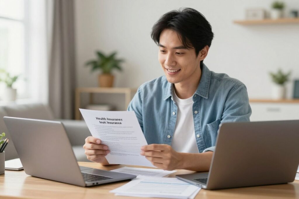 person successfully reviewing health insurance marketplace options with confidence