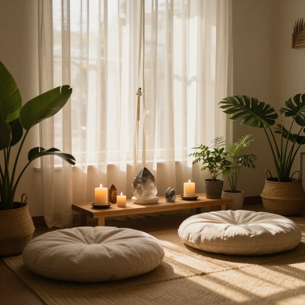 serene meditation space for mindfulness and emotional healing practice