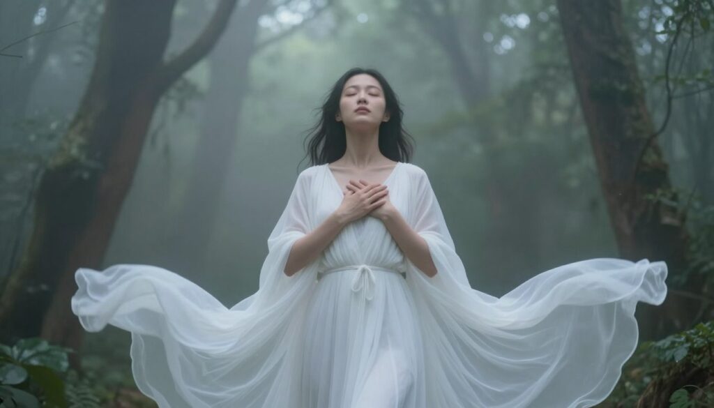 woman embracing divine feminine essence in sacred feminine ritual